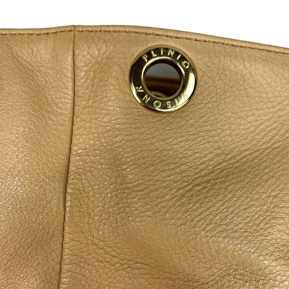 Plinio Visona Tan Pebbled Leather Tote Shoulder Bag Crossbody - Picture 4 of 11